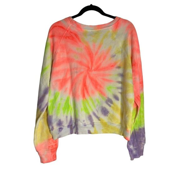 NWT RE/DONE x Hanes Classic Raglan Crewneck Neon Spiral Tie Dye-sz Large - Picture 6 of 9